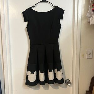 Disney Black Dress with White Mickey Patterns